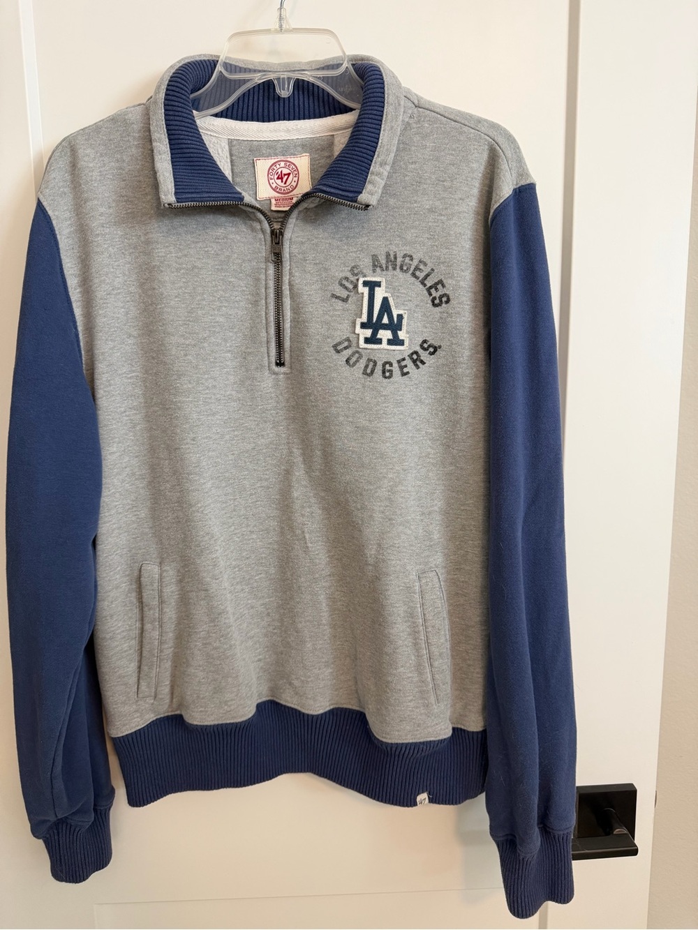 47 Los Angeles Dodgers Gray & Blue Half-Zip Pullover - Picture 3 of 6